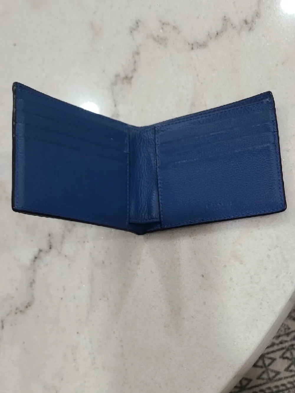Coach Two-Tone Blue Leather Bifold Card & Key Holder